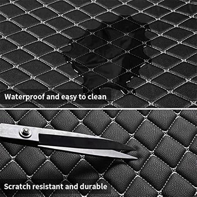 Custom Luxury Leather Car Floor Mats Upgrade Your Car's Interior All-Weather Protection for Cars, SUVs, Trucks Compatible with Automotive Mats (Wine Red+Black Beige)