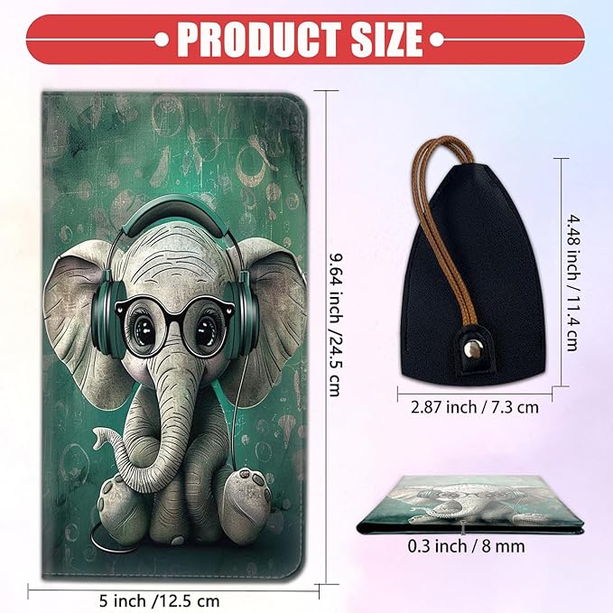 Car Registration and Insurance Card Holder for Women Men, Waterproof PU Leather Glove Box Car Organizer with Magnetic Shut, Vehicle Document Holder for Driver License,Cards, Cool Elephant Pattern