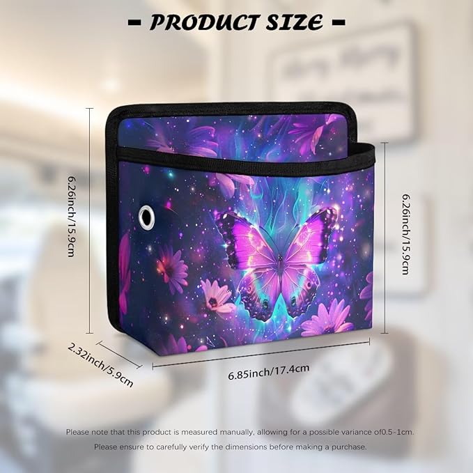 Purple Butterfly Car Seat Side Pocket Organizer Cell Phone Holder Storage Bag Pouch for Wallet Keys Document Auto Console Door Rear Seat Storage Box Automotive Interior Accessories