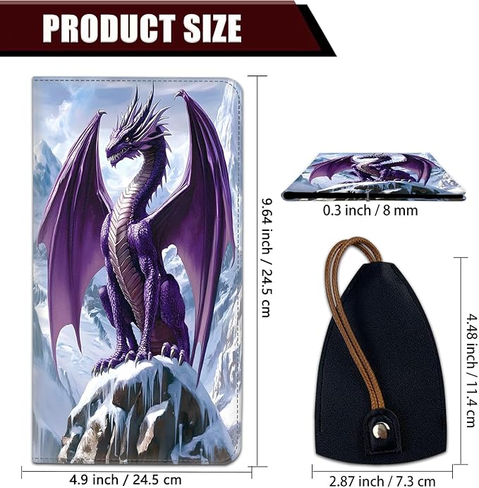 Car Document Holder with Magnetic Shut, Car Registration and Insurance Card Holder, Vehicle Glove Box Organizer Documents, Driver License, Auto Paperwork Organizer Wallet, Purple Dragon On Snowy Peak