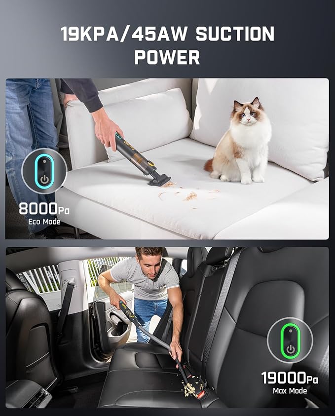 Fanttik Slim V8 APEX Car Vacuum, 4-in-1 Portable Mini Cordless Vacuum with 19000pa Suction Power, Type-C Charge, 2 Suction Modes, Handheld Vacuum for Small Jobs, Car, Office Desk, Keyboards (Gray)