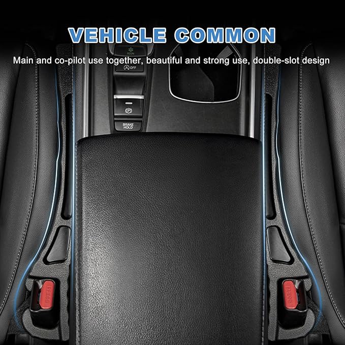 2 PCS Car Seat Gap Filler Organizer, PU Leather Stopper to Fill The Gap Between Seat and Console, Crevice Blocker No Drop Seat Guard Stop Things from Dropping for Trunk Sedan