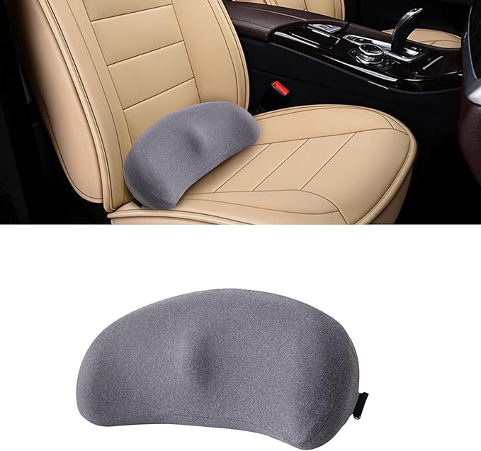 Car Seat Cushion, Memory Foam Vehicle Driver Seat Support Pillow for Back Pain Relief, Comfortable Lumbar Pillow for Driving, Office Chair, Wheelchair, Universal for SUV, Truck, RV (Gray)