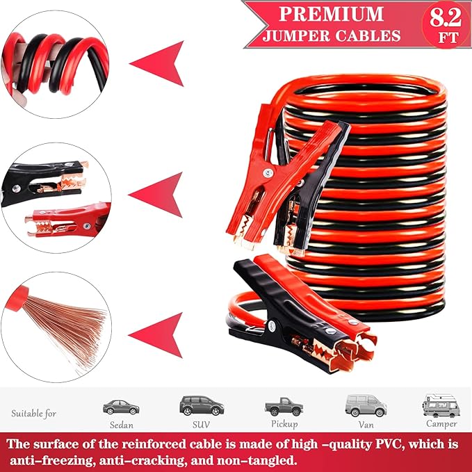 HAIPHAIK Car Emergency Roadside Kit - Roadside Assistance Emergency Kit, Car Emergency Kit with Jumper Cables, Safety Kits for Cars,Folding Shovel, Tow Rope,Car Tool Kit