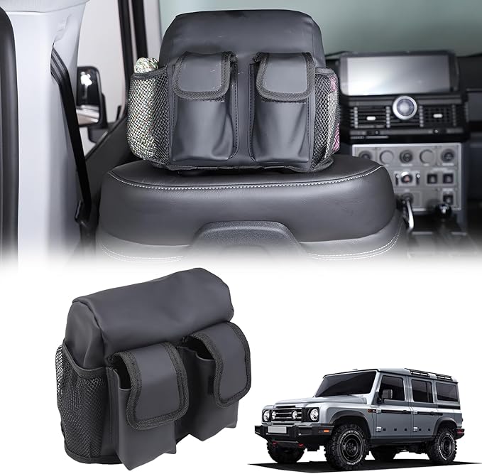 Car Seat Headrest Organizer Compatible with INEOS Grenadier 2020-2024, Waterproof PU Leather Seat Headrest Storage Bag Road Trip Essentials Auto Accessories