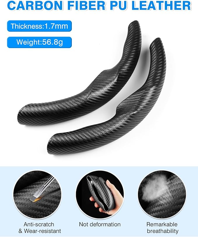 Shademax for Tesla Steering Wheel Cover Tesla Model Y/3 2017-2025 2026 (Fit Model Y Juniper 2026/ Model 3 Highland) Carbon Fiber Steering Wheel Cover Protector Anti-Slip Model Y/3 Accessories (Black)