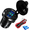 12V USB Dual Port Quick Charge 3.0 and PD3.0 USB-C Car Charger Socket 12V Power Outlet Cigarette Lighter Replacement DIY Kit with Voltage Meter and Switch for Car, Boat, Motorcycle