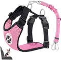 Lukovee Dog Seat Belt for Car, Adjustable Dog Car Harness for Large Medium Small Dogs, Soft Padded & Breathable Mesh Dog Seatbelt with Car Strap and Carabiner(Pink Double Clip,X-Small)