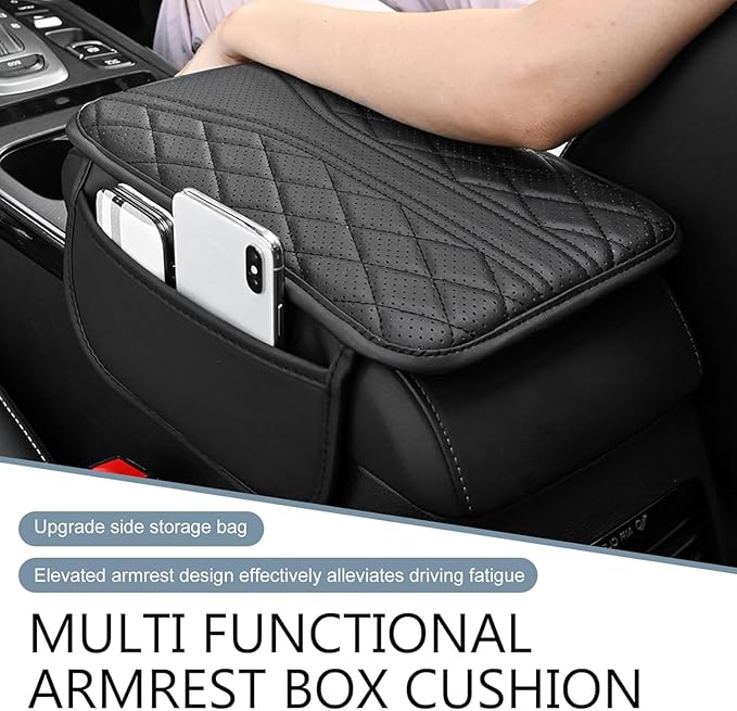 Car Center Console Cover for Lexus RX 350 2021-2023, Leather Memory Foam Auto Armrest Cover Cushion Pad with 2 Storage Bags Non-Slip Universal Interior Accessories,Red
