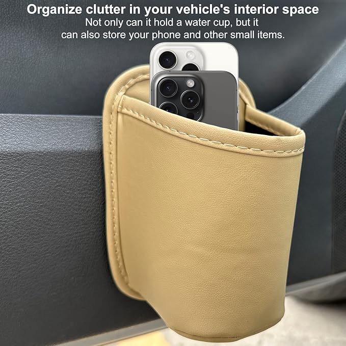 VOJKOREL Universal Door Water Cup Holder, car Multi-Function Storage Rack, car seat Back Beverage Holder, Suitable for Water Cups, Mobile Phones, Drinks, Coffee, etc.(Yellow)
