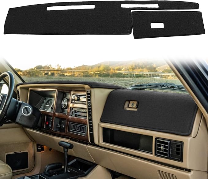 Dash Cover Mat Custom Fit for Jeep Cherokee Comanche Wagoneer Limited Dashboard Pad Carpet Protector K186 (Black)