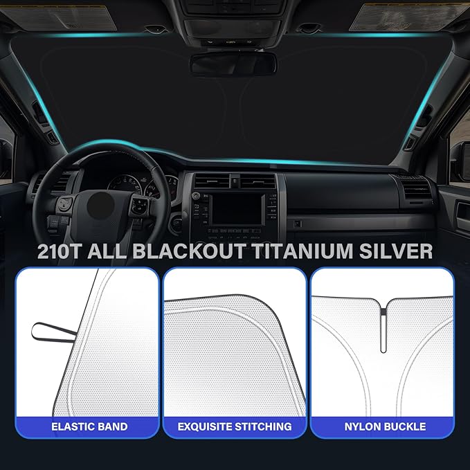 SHINEHOME Car Windshield Sun Shade Compatible with 2010-2025 2026 Toyota 4Runner 4-Runner 5th Gen SUV, SR5 Trail Limited Accessories Foldable Front Sunshade Protector Blocks UV Rays Keep Car Cooler