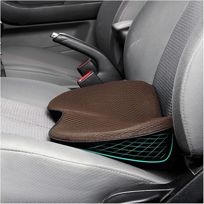 Car Seat Cushion, Memory Foam Auto Wedge Seat Pad, Comfort Low Back and Tailbone Sciatica Pain Relief Driving Pillow, Breathable Non Slip Orthopedic Support Pad, Universal for Men Women (Brown)