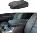 Center Console Armrest Cover for Chevy Chevrolet Silverado 1500/GMC Sierra 2019-2026, Tahoe/Suburban/Yukon 2021-2026, PU Leather Middle Console Lid Protector Cushion Thick Pad Black/Gray(Bucket Seat)