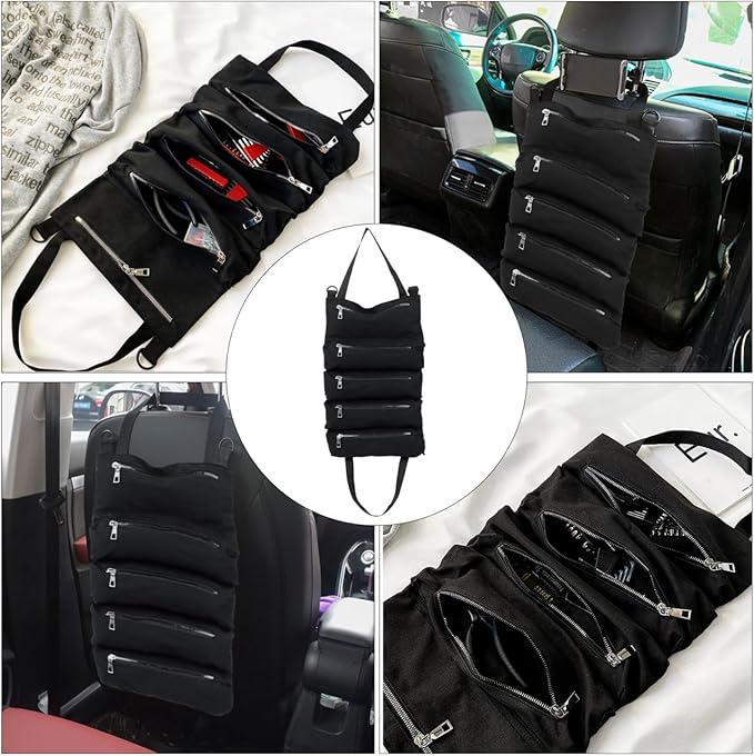 FAVOMOTO Car Seat Suspension Bag Foldable Auto Organizer for Wallet Phone Sunglasses Storage Space-Saving Rear Seat Hanging Storage Bag for Cars Suvs Trucks