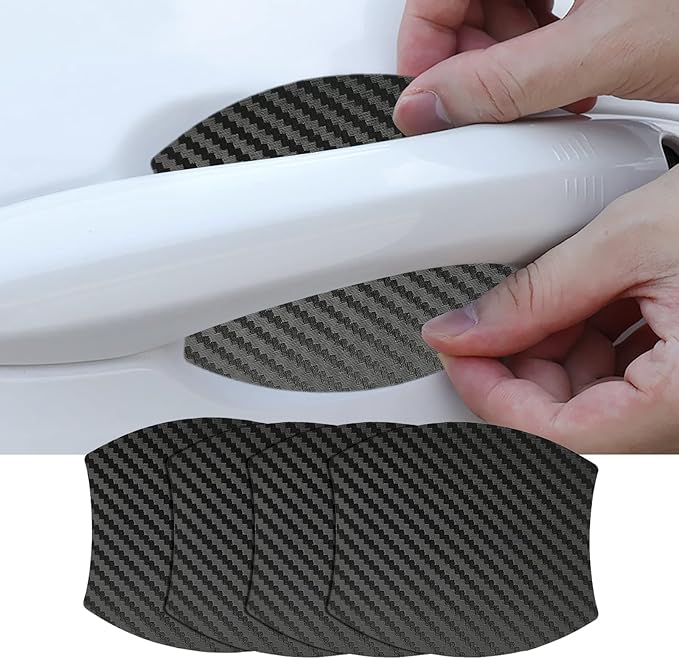 kingsea 4PCS Car Door Handle Scratch Protector, Removable Magnetic TPU 3D Carbon Fiber Texture Car Door Handle Paint Scratch Protector Sticker Universal (Style 1)