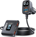 kapebow 78W Fast Charging USB C Car Charger, 5 Port Car Phone Charger with Voltage Display, 5FT Extention PD&QC 3.0 Type C Car Charger for Back Seat for iPhone iPad Samsung Pixel Phones