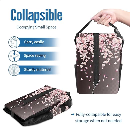 GVGHIDZ Car Trash Can – Multi-Purpose, Lightweight and Portable with Durable Water-Resistant Coating, No Installation Required, Practical and Ample Capacity, Variety of Colors.Pink Falling Petals