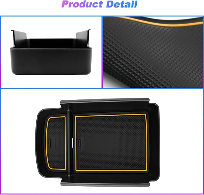 SXCY Fit for 2024 2025 Chevy Trax Center Console Organizer Tray 2024 2025 Chevy Trax Accessories(LS LT 1RS 2RS ACTIV) Armrest Storage Box Console Tray for 2024 2025 Trax Console Organizer Yellow Mats