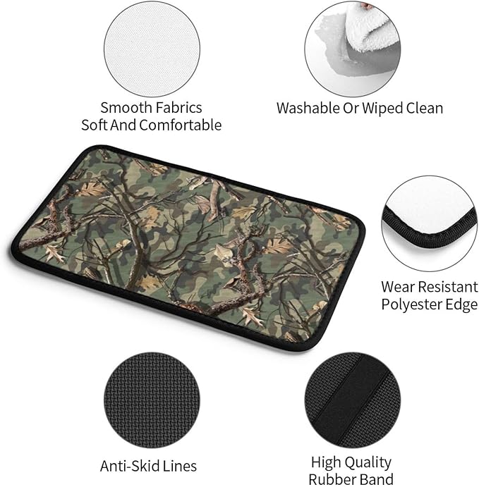 DORKEIXIA Camo Camouflage Green Hunting Army Military Forest Tree Leaf Auto Center Console Armrest Pad Universal Car Center Console Cover Seat Box Cover for Sedan, Van, SUV, Truck Car Accessorie