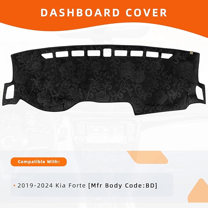 KEYOOG Dashboard Cover Dash Mat Fit for 2024 2023 2022 2021 2020 2019 K-ia Forte,Car Dash Board Mat Anti-Glare Carpet,Non-Slip Pad Sunshield Protector (Flannel)