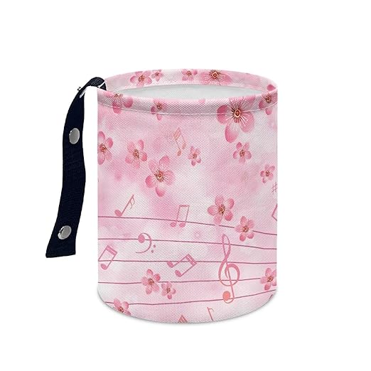 Music Cherry Blossom Car Garbage Can Mini Car Trash Bin Truck Organizer Auto Storage Bag Waterproof Portable Accessories Road Trip for Kids