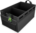 Car Trunk Organizer - 50L Collapsible Car Organizer with Non Slip Bottom for Groceries, Trunk Storage with Base Panel for SUV Sedan Van, 2 Compartments (Black, Small)