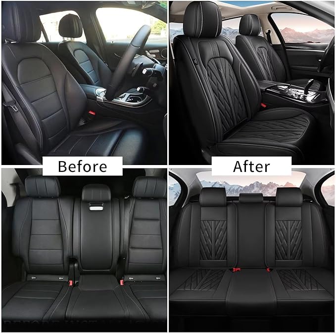 TTX LIGHTING Seat Covers Fit for Dodge Journey 2011-2020 Car Seat Covers Full Set 5 Seats Waterproof Leather Automotive Breathable Seat Cushion Protector Black