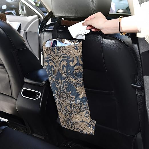 ALAZA Hanging Car Trash Bags Garbage Bag Trash Can for Back Seat Small Mideast Middle Eastern Washable Storage Bag Retractable 2 Pack