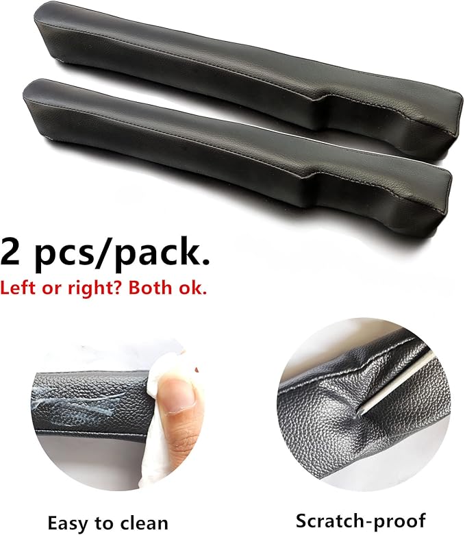 LIBRALUX Leather Seat Gap Filler, No Drop Seat Guard Universal for Car SUV, Truck to Fill The Gap Between Seat and Console Black Crevice Plug Drop Blocker Stopper Catcher 2 Pack LB