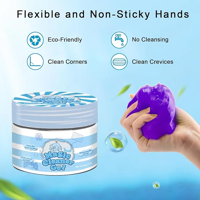 2-in-1 (Car Cleaning Gel for Car Detailing) and (4 Pack of 2.8-inch Car Coasters for Cup Holders) Automotive Dust Cleaning Putty Car Slime for Cleaning Car Interior, PC, Keyboard (Purple)