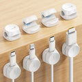 8Pack Cord Organizer [1s Lock] Spring Cable Management Clips - Lamicall Desk Organizer Cord Holder, Adhesive Cable Clips, Phone Charger Wire Keeper for Nightstand Car Office Supply Accessories, White