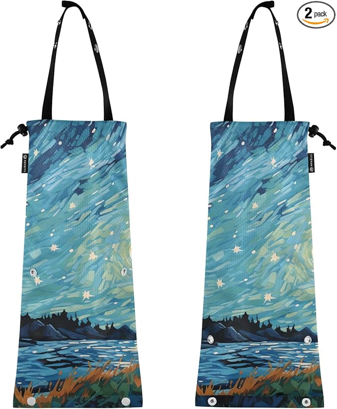 ALAZA Hanging Car Trash Bags Garbage Bag Trash Can for Back Seat Small Starry Sky Night Washable Storage Bag Retractable 2 Pack