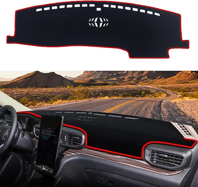 Blazeray Dash Cover Mat for Ford Explorer 2020 2021 2022 2023 2024 Dashboard Cover Nonslip Dash Board Protector Mat Interior Accessories Sunshade Anti Glare Pad Carpet Sunshield(Red Edge)