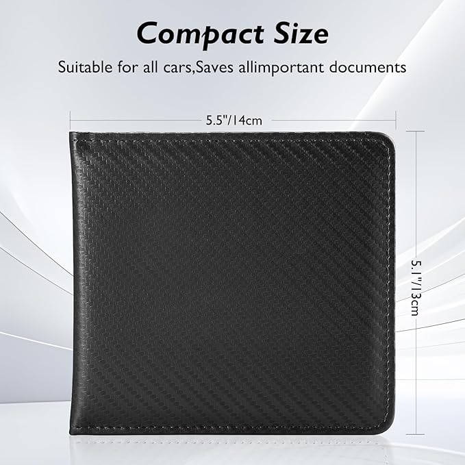 Tavonis Car Registration and Insurance Card Holder，Small Glove Box Organizer for Men and Women，Car and Truck Driver License, Documents, Card Storage Accessories，Black
