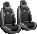 LPDK Fit for Kia Sportage Car Seat Covers Front Set 2pcs with Waterproof Leather,Lumbar Muscle Pain Healing Function,Airbag Compatible Automotive Breathable Seat Protectors(Ash Black with Pillow)