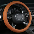 ALEMODR Cayenne Orange Leather Steering Wheel Cover Universal 15 inch