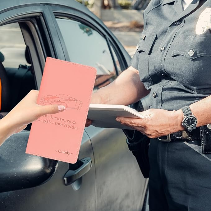 TILDOSAC Car Registration & Insurance Card Holder Leather Auto Glove Box Organizer Document Wallet with Magnetic Shut