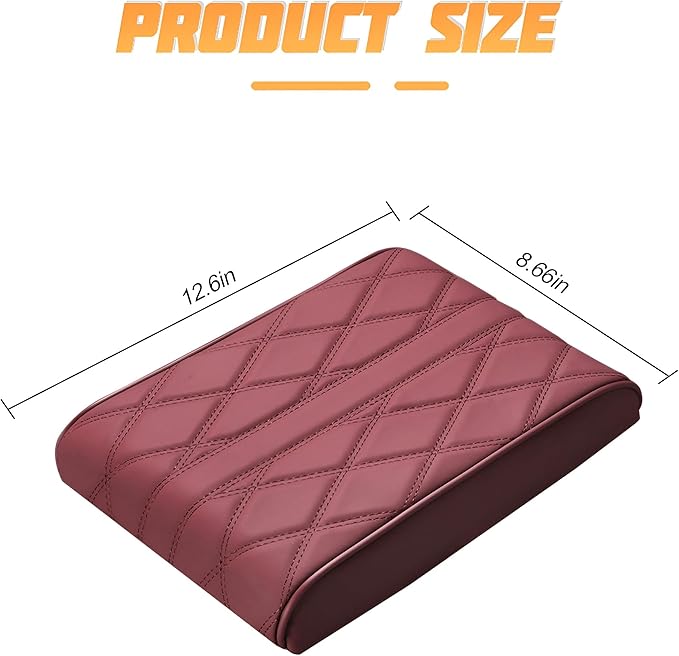 Mandark Car Center Console Cover, Soft Leather Memory Foam Automotive Armrest Seat Box Cushion Pad, Waterproof Comforable Vehicle Arm Rest Mat Accessories, Universal for RV, SUV, Truck (Wine Red)