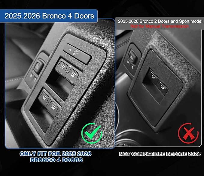 2026 Upgrade Center Console Organizer fit for 2025 2026 Ford Bronco 4 Door Full Size Bronco Center Console Storage for Ford Bronco 2025 2026 Storage Accessories|Not for 2 Dooor/Manual/Sport Model|