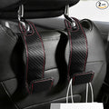 2PCS Purse Holder for Car, Purse Hook for Car, Leather Headrest Hooks for Automotive Back Seat, Auto Accessories Back Seat Organizer Hook for Grocery Bag Handbag Coat (Carbon Fiber, 2PCS)