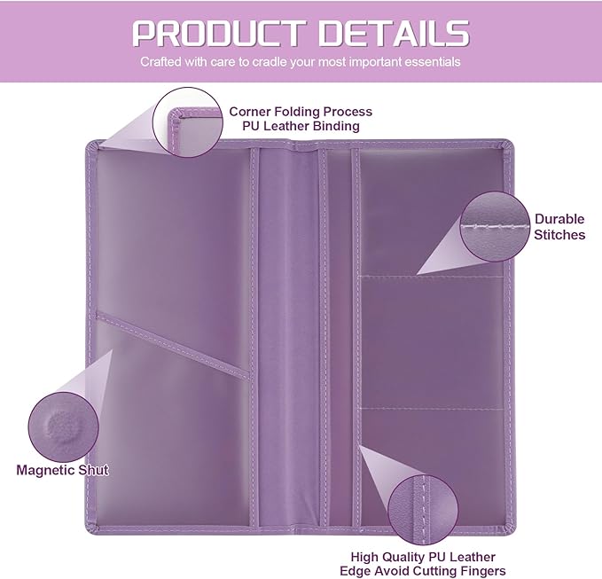 JUSTTOP 2Pack Car Registration and Insurance Holder,Car Document Holder for Cards License with Magnetic Shut,Vehicle Glove Box Car Organizer for Documents, Cards, License(Purple)