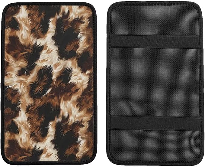 Center Console Cover Cow Cowhide Auto Middle Console Armrest Lid Protective Covers Brown Arm Rest Pads Car Decor Accessories