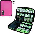 Electronics Travel Organizer,Portable Waterproof Electronic Travel Storage Bag for Small Charging Cord Storage,Charger,SD Card etc,for Travel,Business-Rose Red
