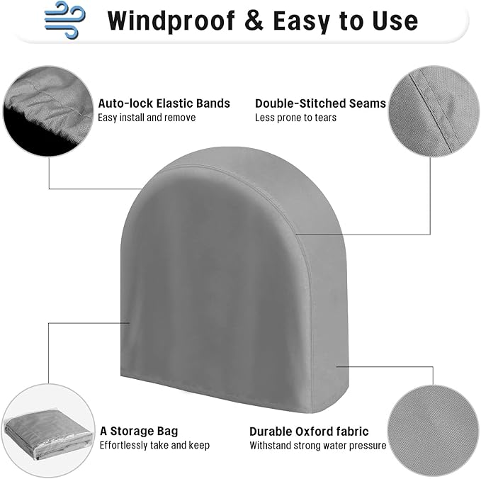 OutdoorLines Outdoor Waterproof Tire Covers Set of 4 - UV-Proof Trailer Wheel Cover Windproof Tire Protector for RV Jeep Trailers Camper Van Truck, Universal Tire Covering Fits Diameters 33"-35", Gray