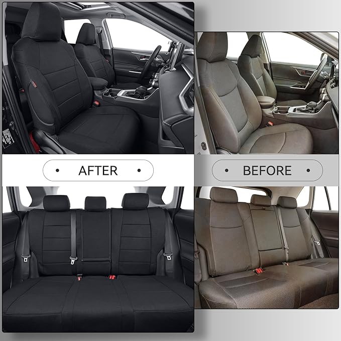 coverdream Corolla Cross Polyester Seat Covers Full Set for 2022-2026 Toyota Corolla Cross L,LE,XLE,S,SE (Non-Hybrid) SUV,Fully Covered,Breathable UV Resistant Car Seat Protector(Black)