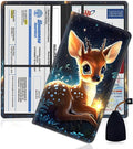 Car Registration Holder, PU Leather Vehicle Glove Box Organizer for Driver License, Document, Car Insurance Holder with Magnetic Shut, Auto Paperwork Wallet Case Accessories, Baby Deer Pattern