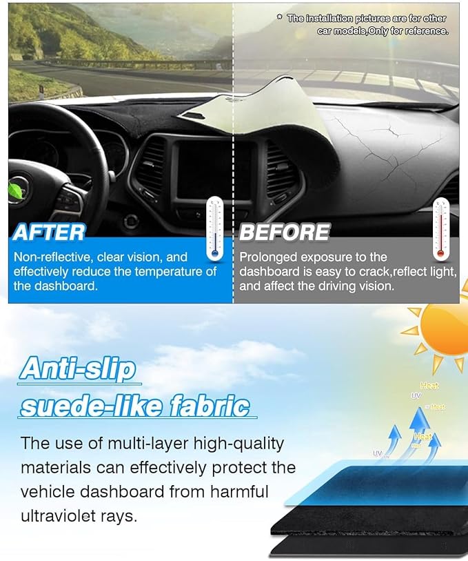 CARTIST Dashboard Cover Fit for CRV CR-V 2023 2024 2025 Accessories Dash Cover Mat Non-Slip Pad Carpet Anti-Glare(Without HUD)