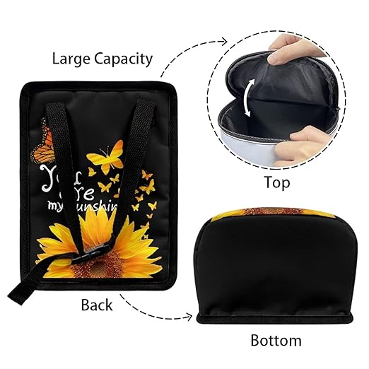 Sunflower Butterfly Print Car Trash Can with Lid, Auto Garbage Bin Leak-Proof Automotive Garbage Can Multipurpose Foldable Organizer Hanging Bag for Automotive SUV Trunk