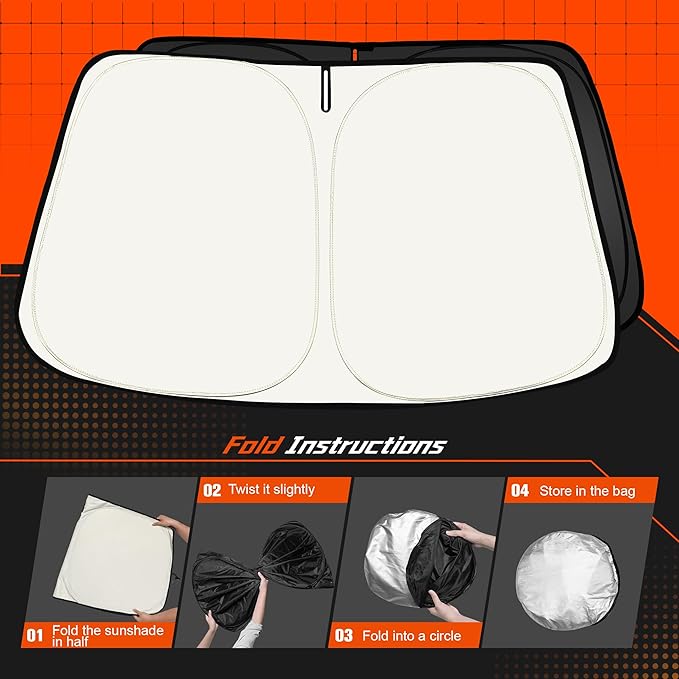 Toluoma Custom Fit Windshield Sun Shade for Ford Explorer 2011-2019 - Full Coverage, 210T Reflective Fabric, Double-Layer Design - Blocks 99% UV Rays, Keeps Car Cool, Easy to Install and Store
